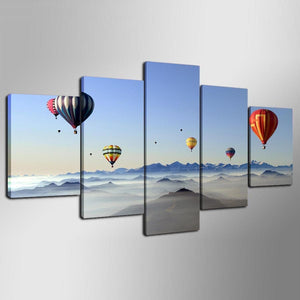Framed 5 Panels -Hot Air Balloon