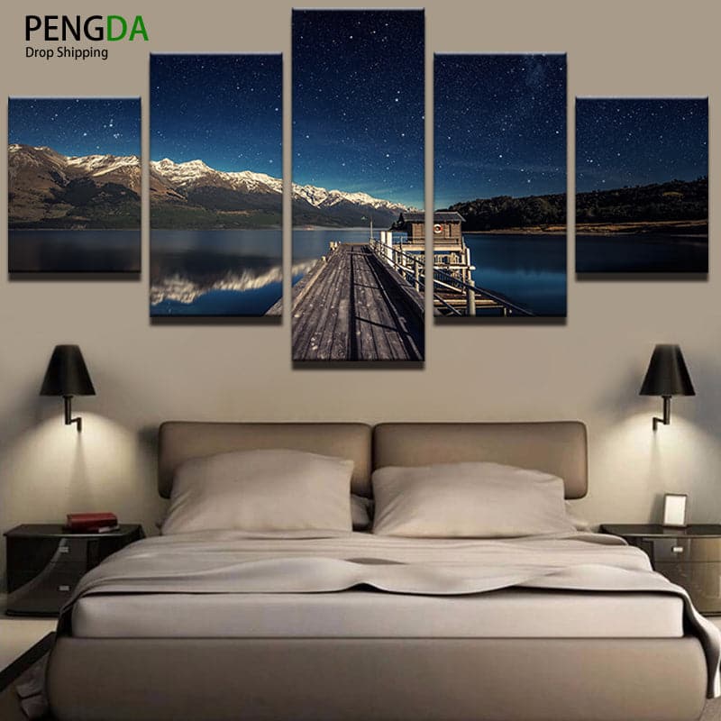 Pine Stretched  Framed 5 Panels - Landscape