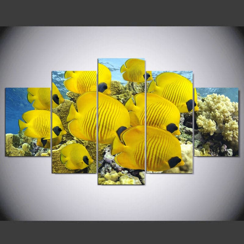 Framed 5 Panels - Fish