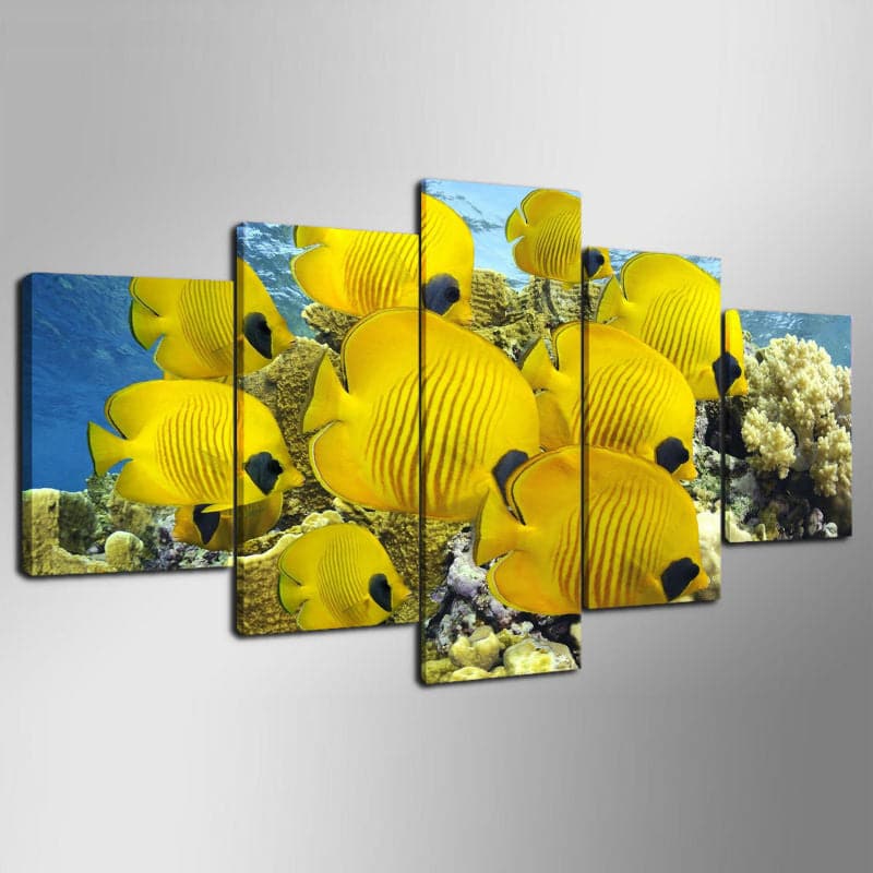 Framed 5 Panels - Fish