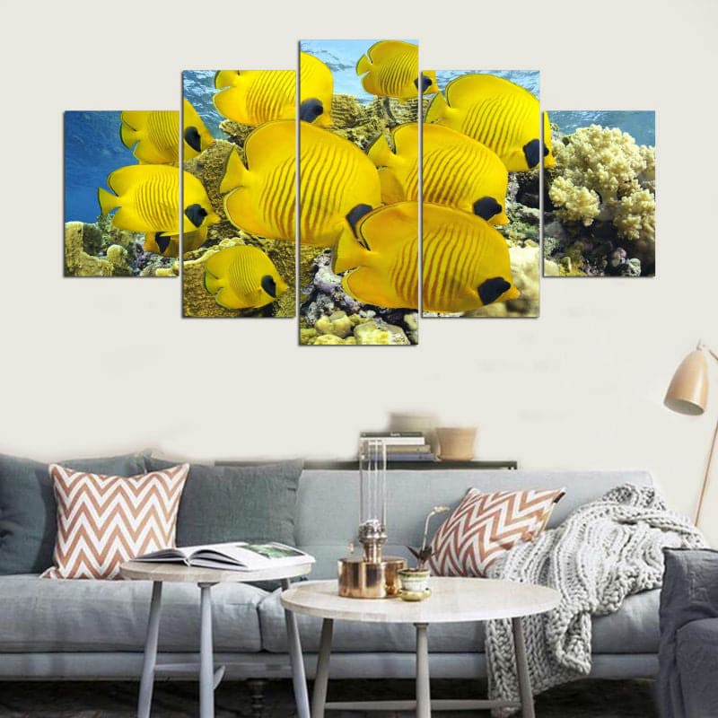 Framed 5 Panels - Fish