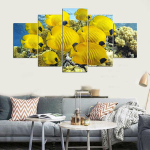 Framed 5 Panels - Fish