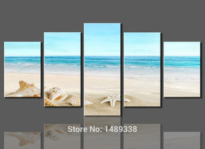 Framed 5 Panels - Seascape Beach