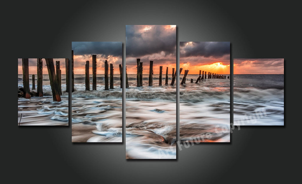 Pine Stretched  Framed 5 Panels - Landscape