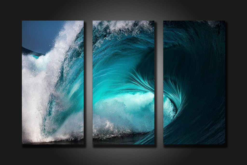 Pine Stretched  Framed 3 Panels - Wave
