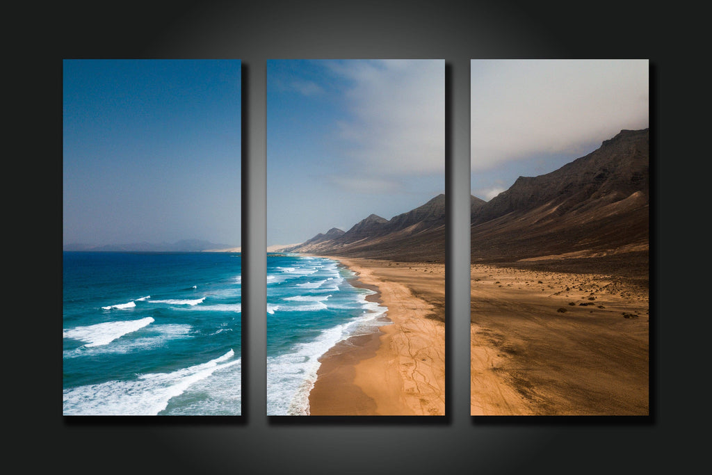 Pine Stretched  Framed 3 Panels - New Zealand 90 Mile Beach