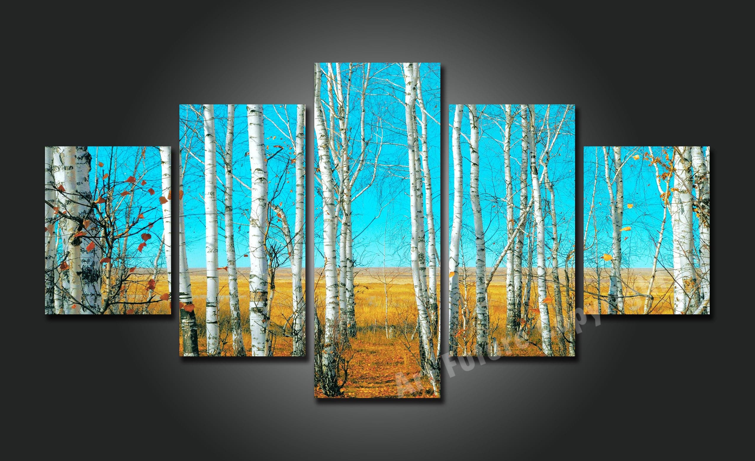 Pine Stretched  Framed 5 Panels - Tree