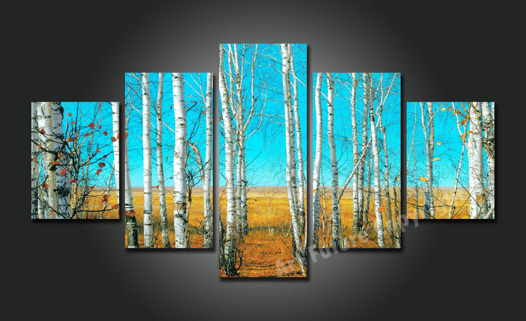 Pine Stretched  Framed 5 Panels - Tree