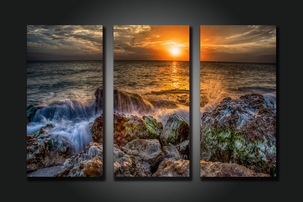 Pine Stretched  Framed 3 Panels - Seascape