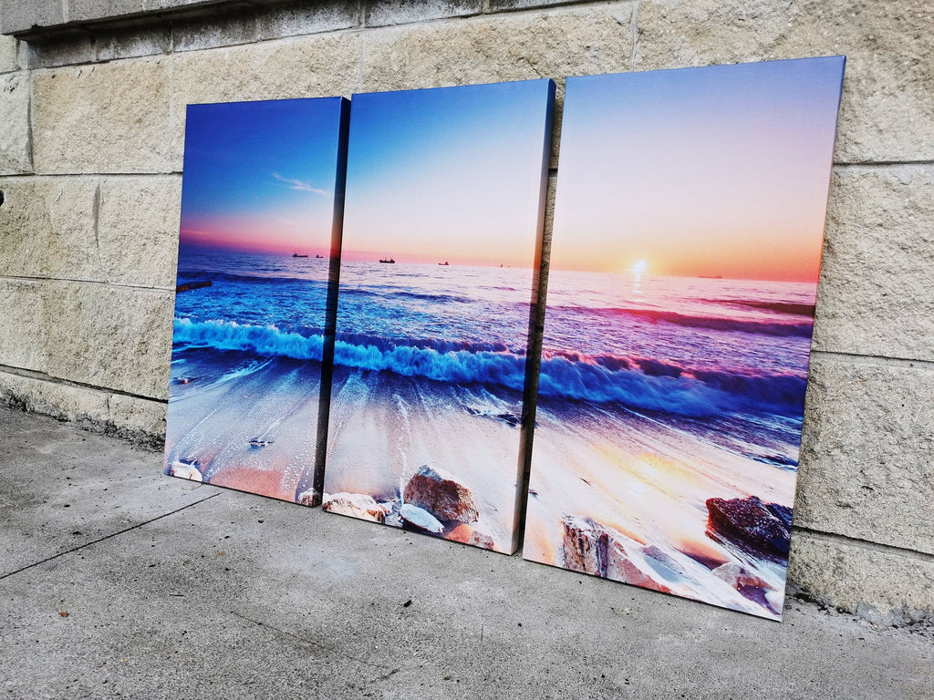 Pine Stretched  Framed 3 Panels - Finished Products - New Zealand Beach