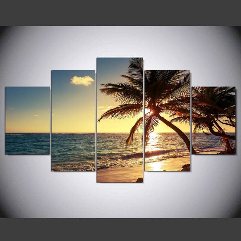 Pine Stretched  Framed 5 Panels - Summer Beach