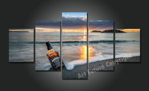 Framed 5 Panels - Relax On The Beach