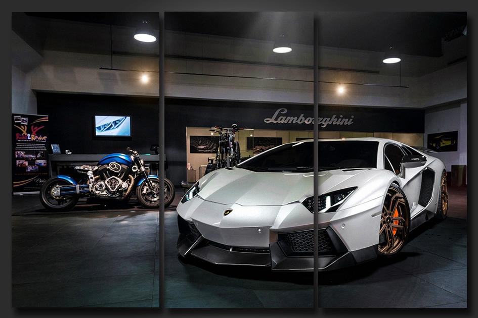 Pine Stretched  Framed 3 Panels - Lamborghini