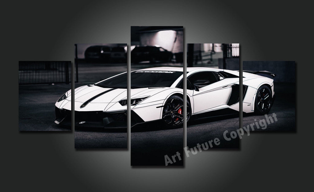 Pine Stretched  Framed 5 Panels - Lamborghini