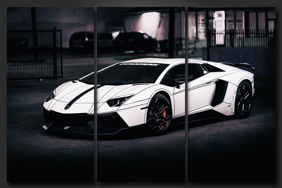 Pine Stretched  Framed 3 Panels - Lamborghini