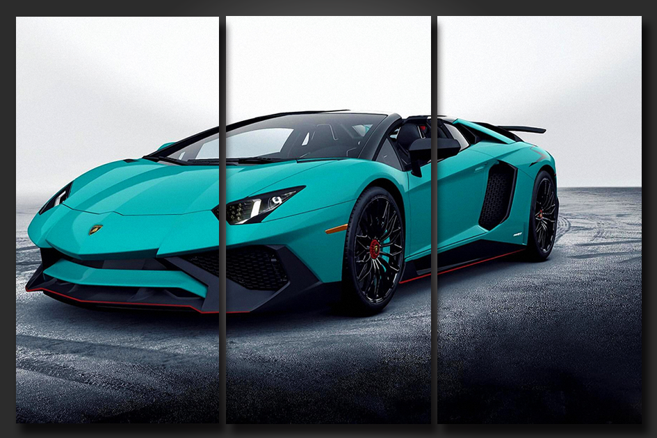 Pine Stretched  Framed 3 Panels - Lamborghini
