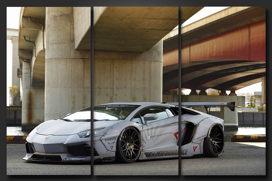 Pine Stretched  Framed 3 Panels - Lamborghini