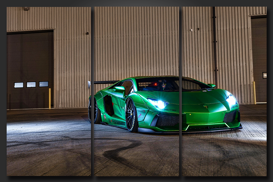 Pine Stretched  Framed 3 Panels - Lamborghini