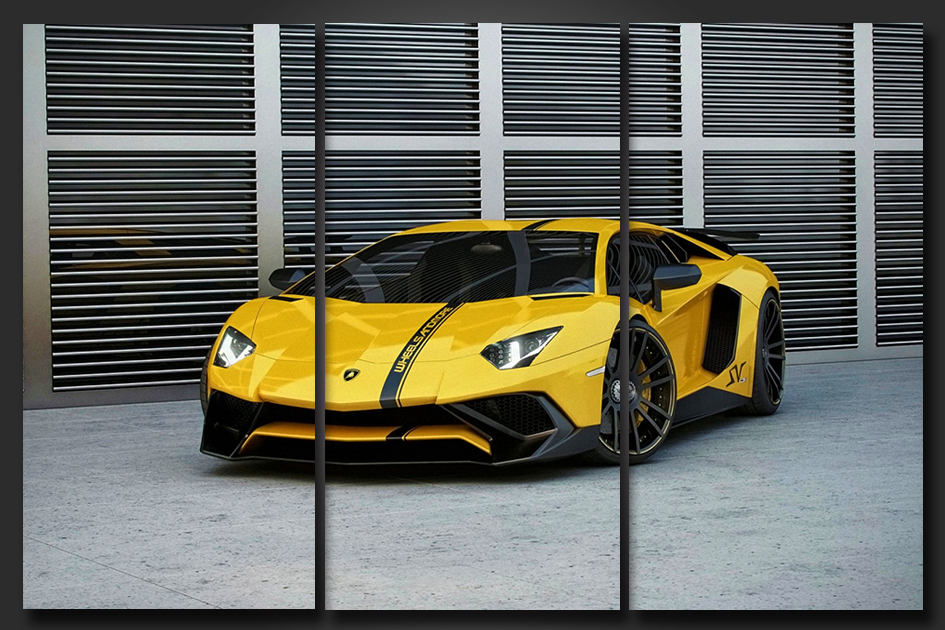 Pine Stretched  Framed 3 Panels - Lamborghini