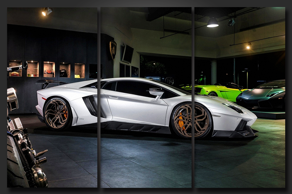 Pine Stretched  Framed 3 Panels - Lamborghini