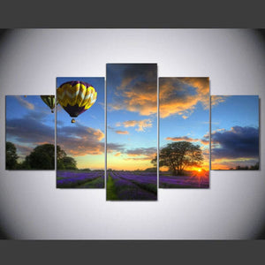 Framed 5 Panels - Hot Air Balloon