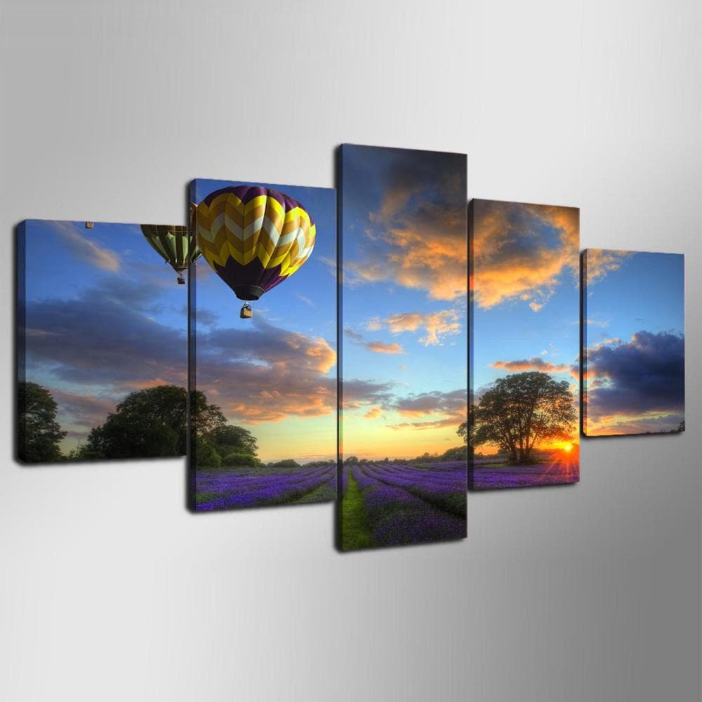 Framed 5 Panels - Hot Air Balloon