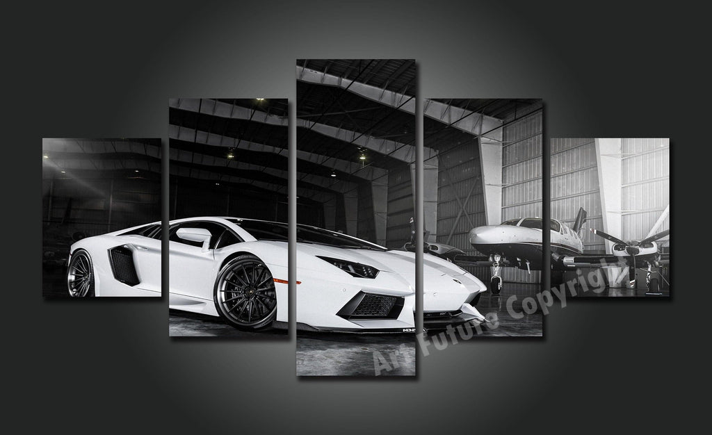 Pine Stretched  Framed 5 Panels - Lamborghini