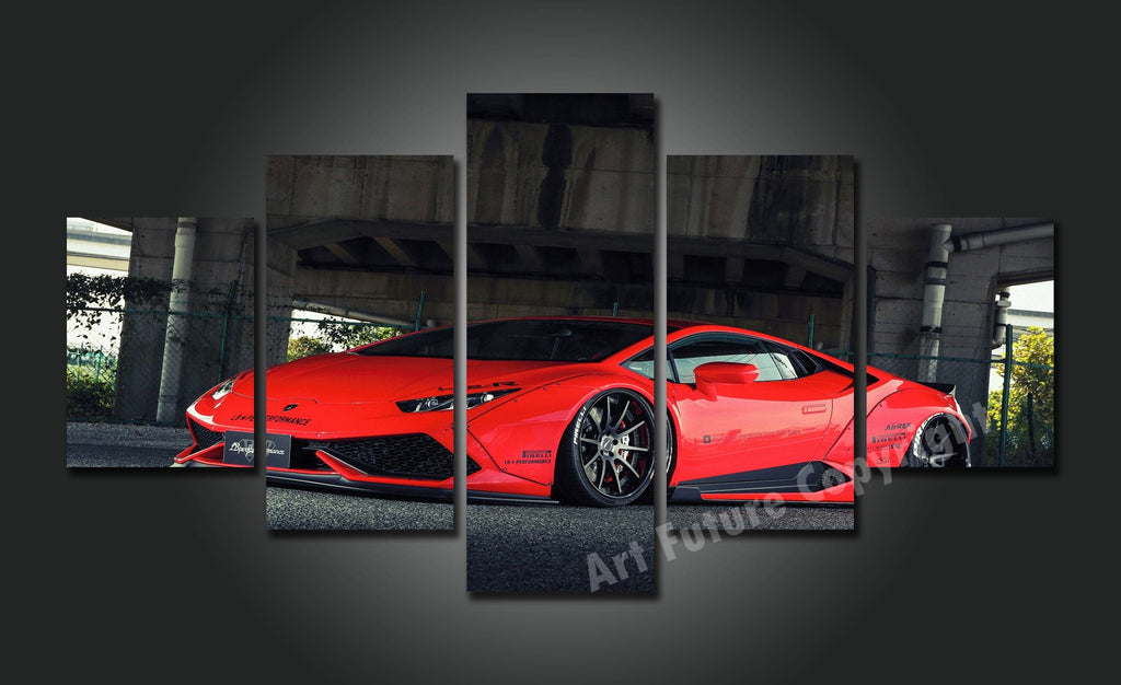 Pine Stretched  Framed 5 Panels - Lamborghini