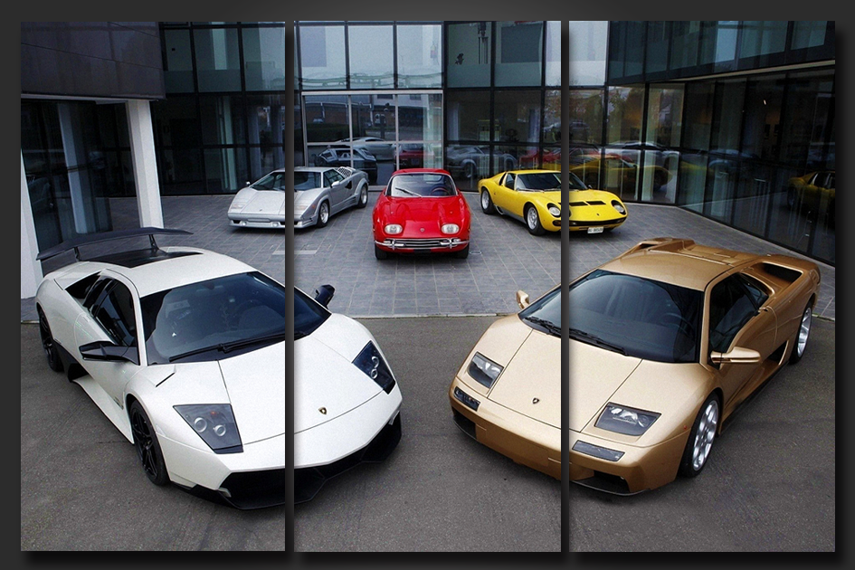 Pine Stretched  Framed 3 Panels - Lamborghini