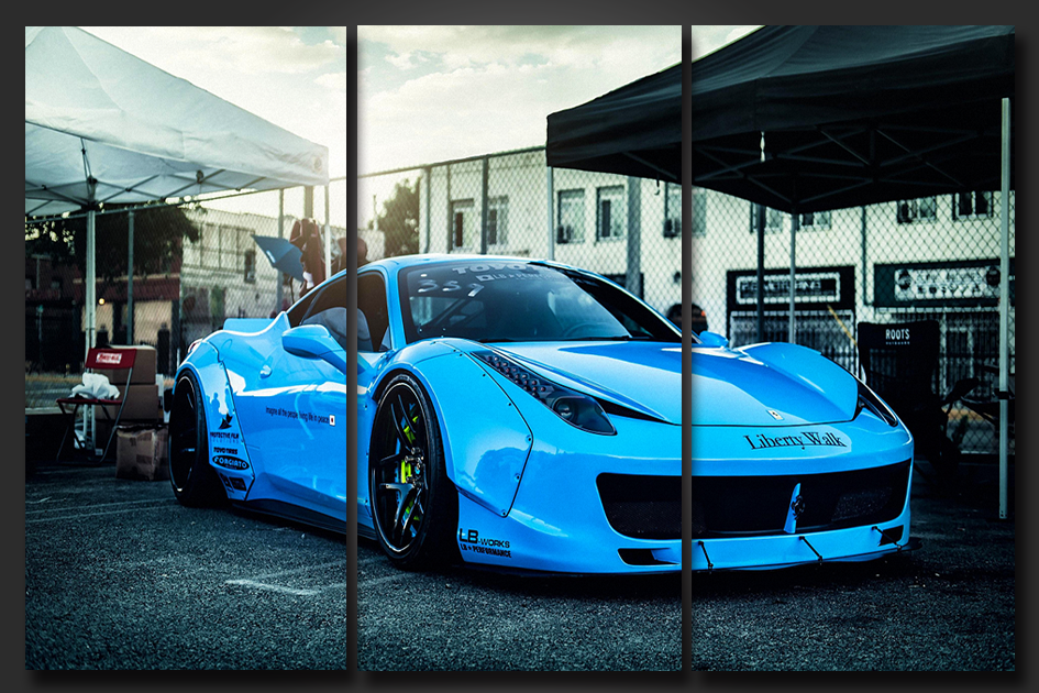 Pine Stretched  Framed 3 Panels - Ferrari