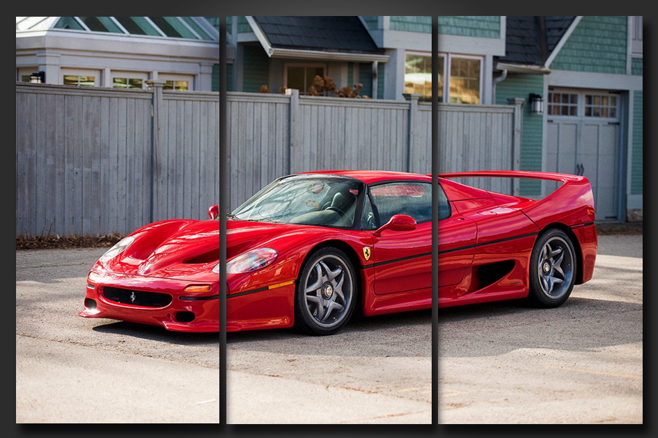 Pine Stretched  Framed 3 Panels - Ferrari