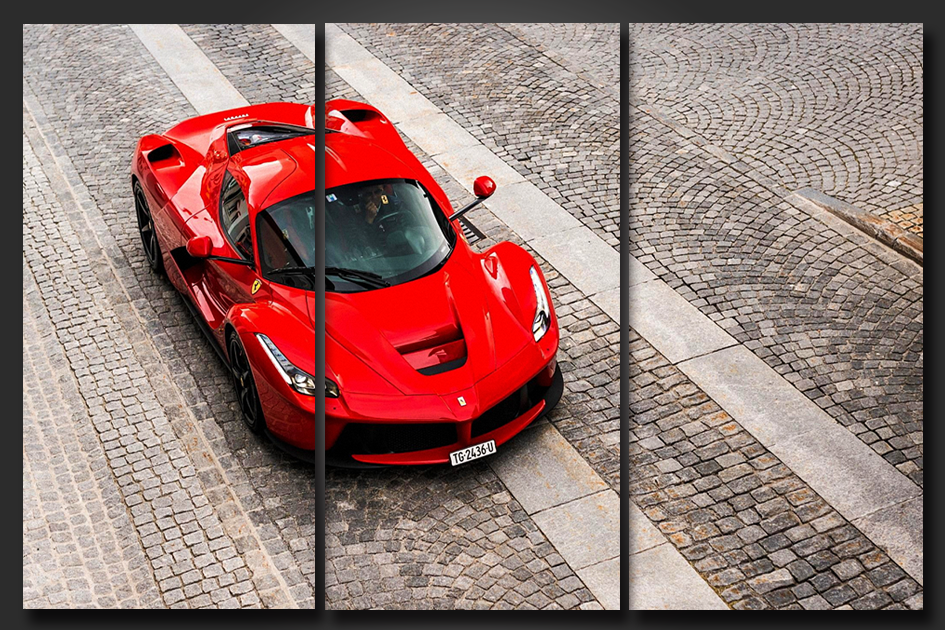 Pine Stretched  Framed 3 Panels - Ferrari