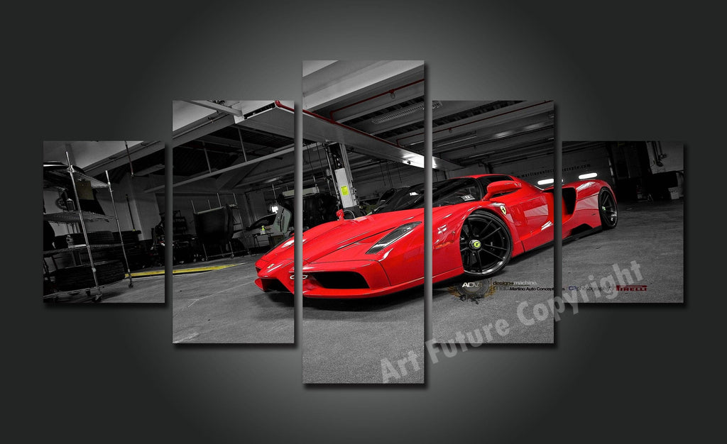 Pine Stretched  Framed 5 Panels - Ferrari