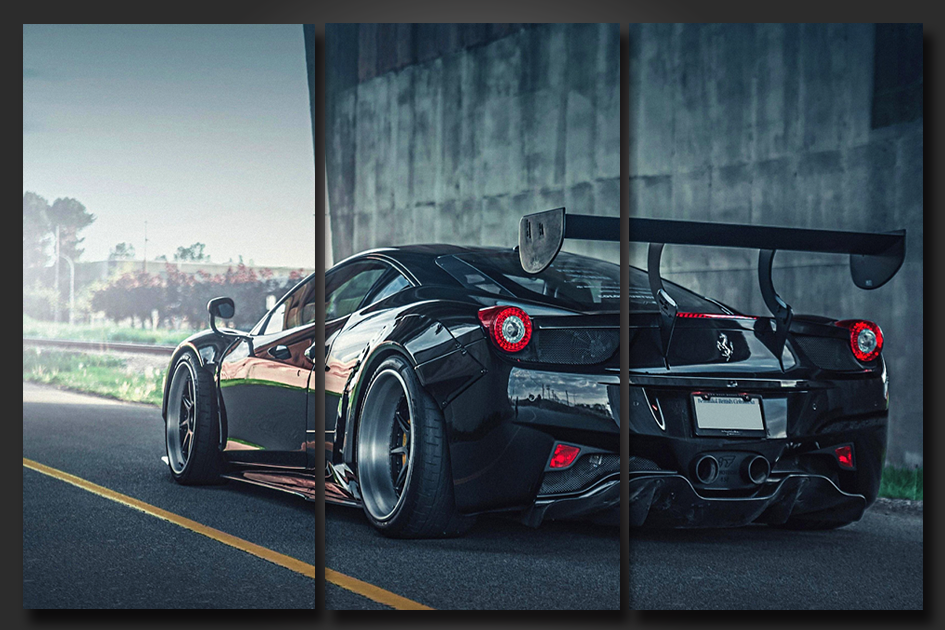 Pine Stretched  Framed 3 Panels - Ferrari