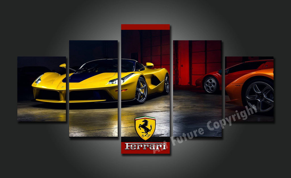 Pine Stretched  Framed 5 Panels - Ferrari