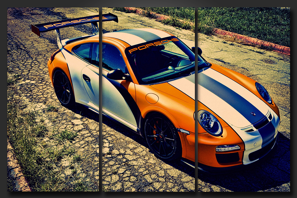 Pine Stretched  Framed 3 Panels - Porsche 911