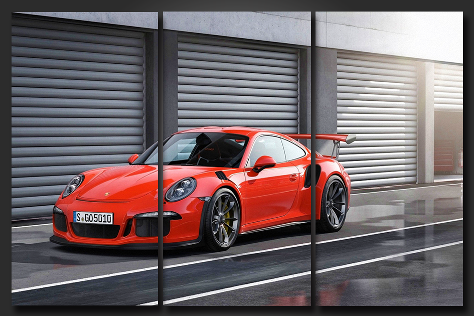 Pine Stretched  Framed 3 Panels - Porsche 911