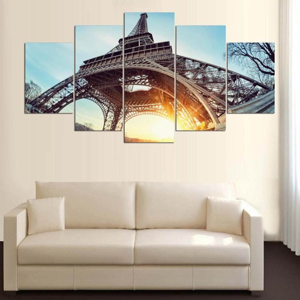Framed 5 Panels - Eiffel Tower