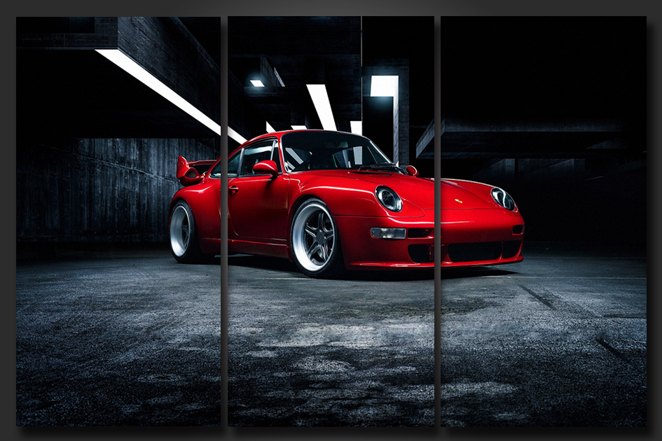 Pine Stretched  Framed 3 Panels - Porsche 911