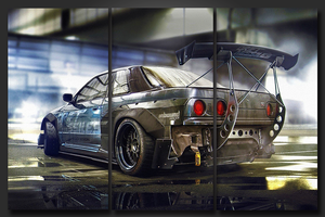 Pine Stretched  Framed 3 Panels - Nismo GTR R32