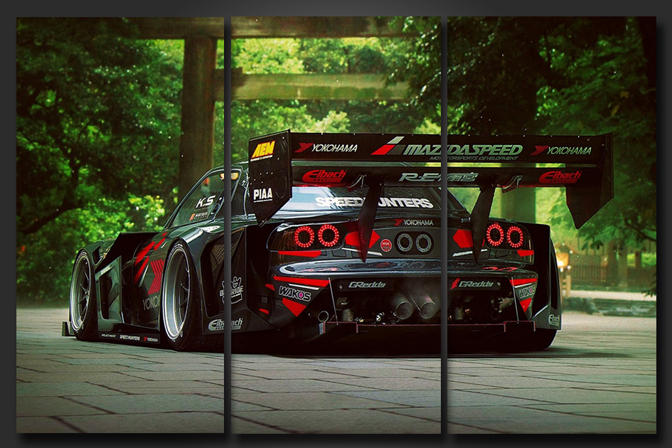 Pine Stretched  Framed 3 Panels - RX-7 FD3S
