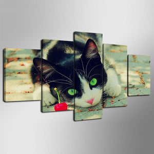 Framed 5 Panels - Cat