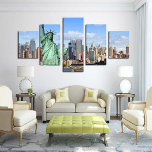 Framed 5 Panels - Statue of Liberty
