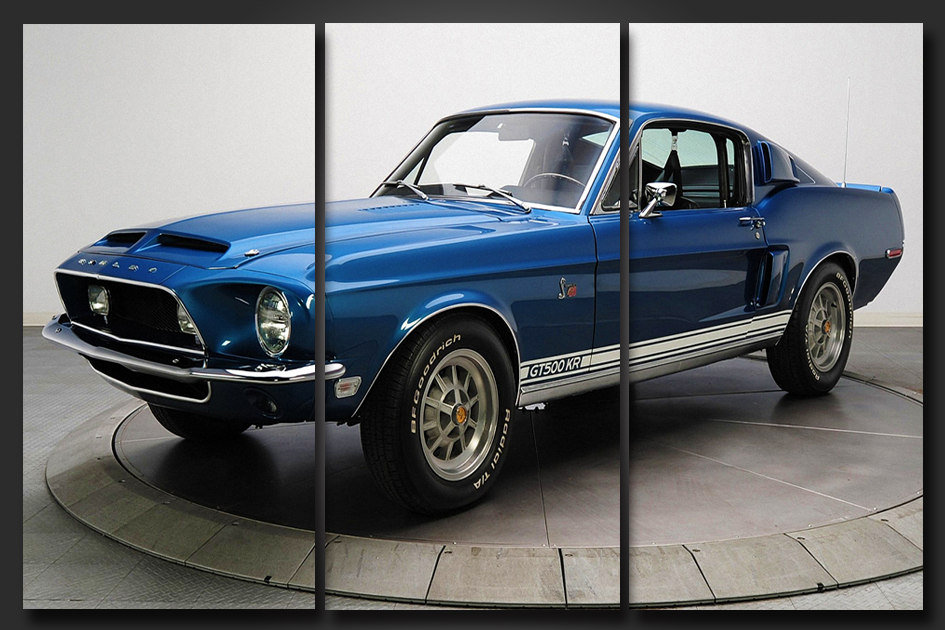 Pine Stretched  Framed 3 Panels - Classic Ford Mustang