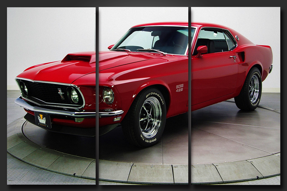 Pine Stretched  Framed 3 Panels - Classic Ford Mustang