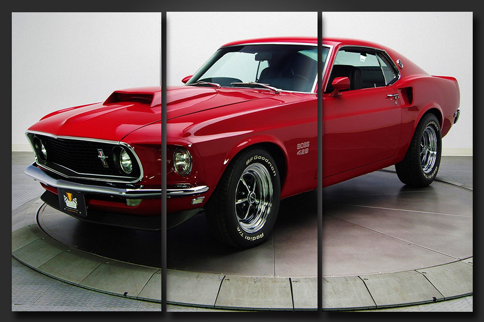 Framed 3 Panels - Classic Ford Mustang