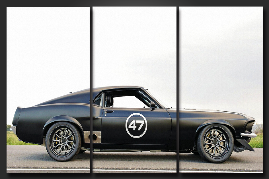 Pine Stretched  Framed 3 Panels - Classic Ford Mustang