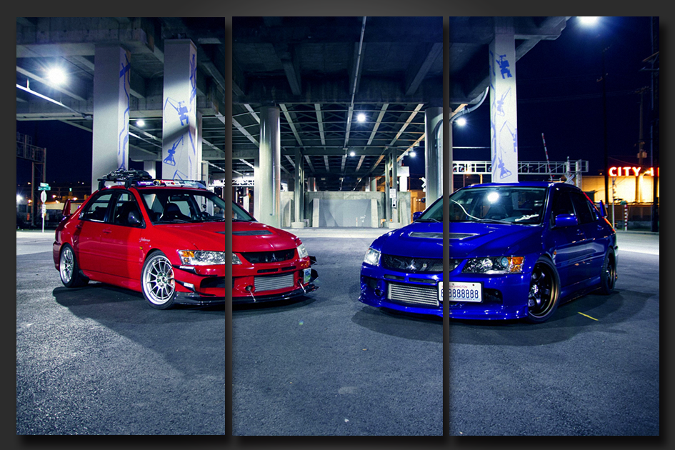 Pine Stretched  Framed 3 Panels - Mitsubishi EVO