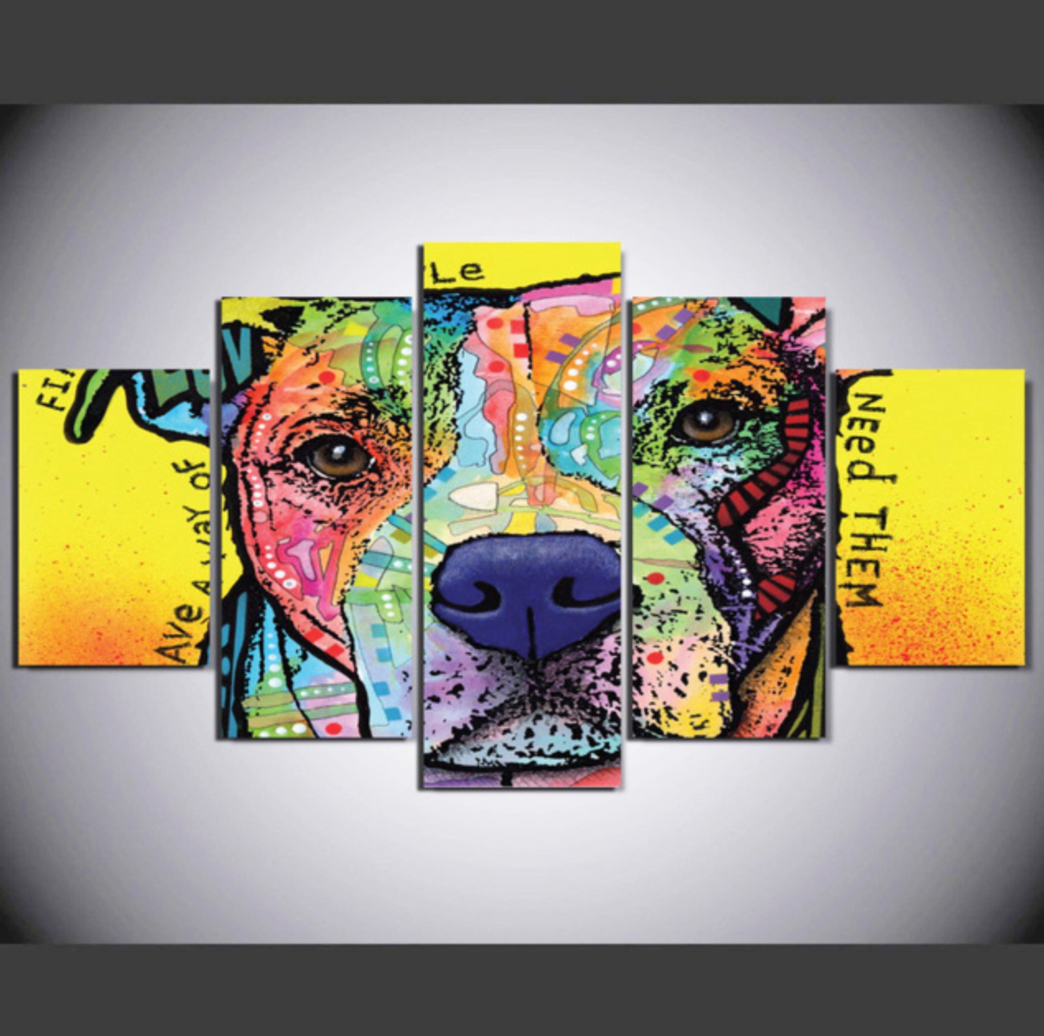 Framed 5 Panels - Dog