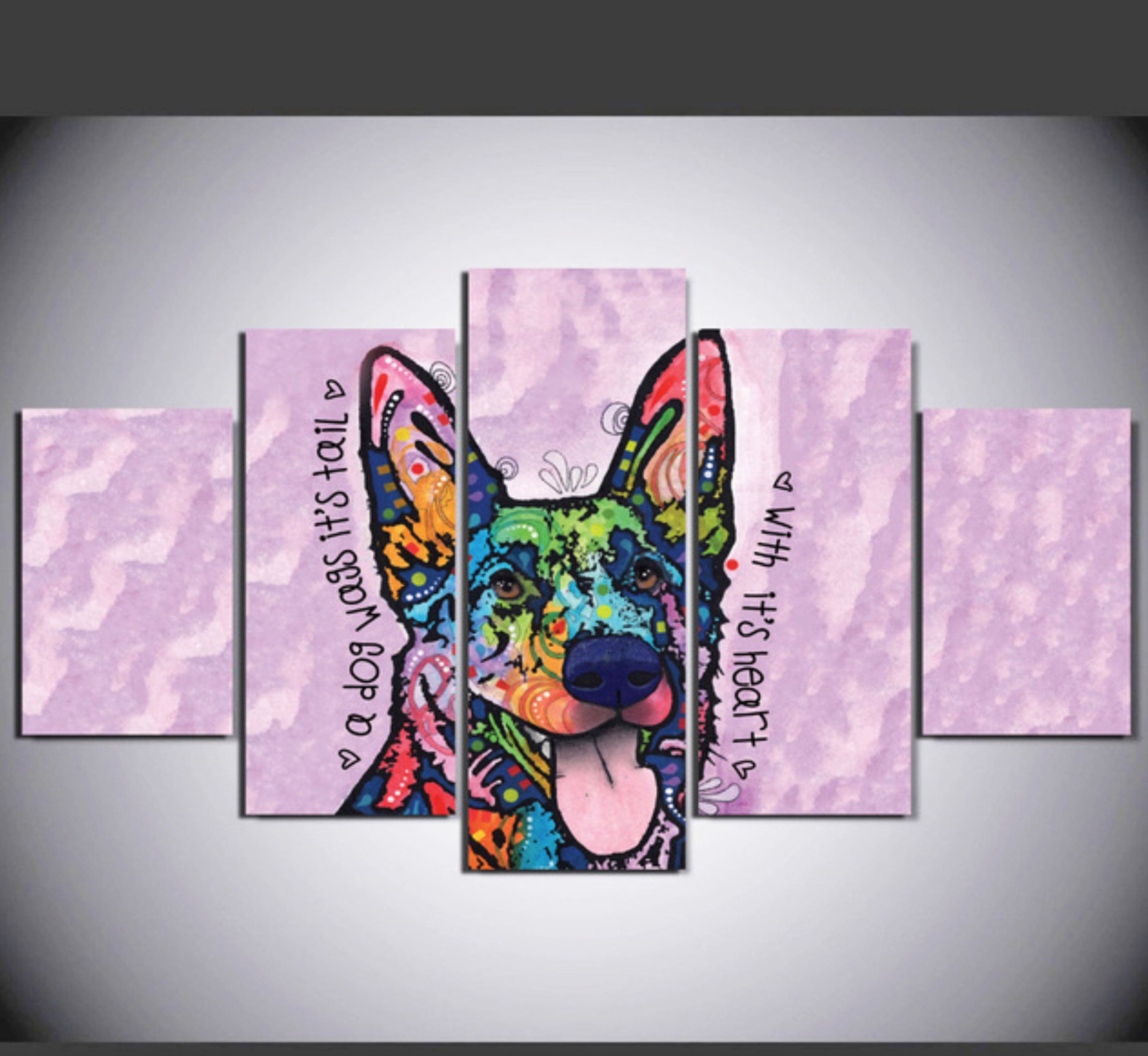 Framed 5 Panels - Dog